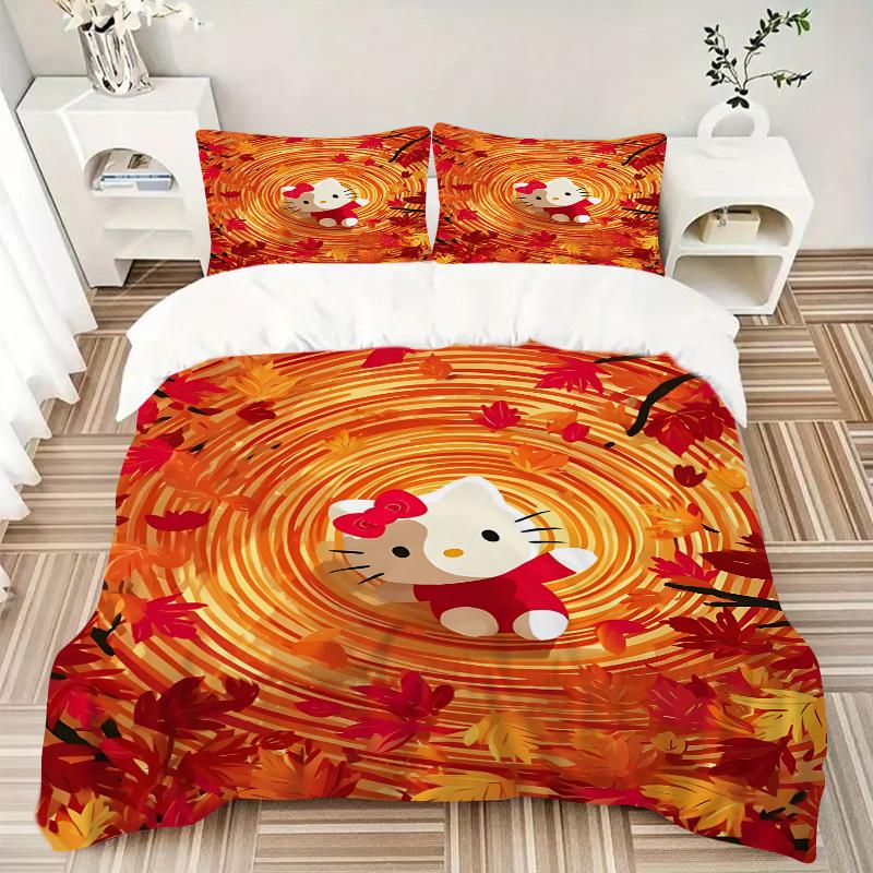3pcs Hello Kitty Duvet Cover Set, 1 Duvet Cover + 1/2 Pillowcases (No Insert), Bedroom Decor, Allseason Comfort yy251021295