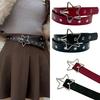 Women Belt Punk Style Rock Star Pattern Belt with Adjustable Hollow Hole Design Dresses Jeans Shirts Faux Leather Belt