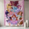 Wonderfulprecurwinx Club Wall Tapestry Aesthetic Wall Hanging Printed Fabric Blanket Decorative Tapestries For Bedroom Living Room Home Decor