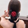 Hair Snoods for Women Hair Clip Barrette With Net Chignon Hair Bun Cover Bow-knot Decor Hair Clip