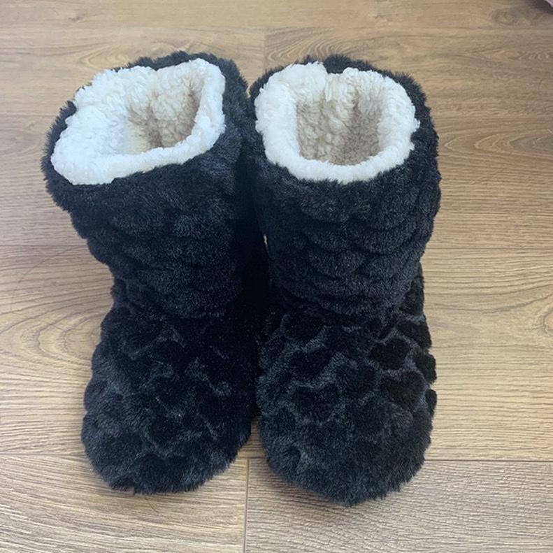 Women Winter Couple Warm Slippers Non-slip Thicken Plus Velvet Indoor Socks Soft Floor Shoes