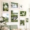 Green Leaf Boat Flower Forest Mountain Waterfall Posters And Prints Canvas Painting Wall Art Pictures For Living Room Decor