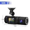 Двойная видеорегистратор 1080P с углом обзора 170 градусов, экраном 1,5 дюйма, инфракрасным ночным видением, режимом парковки с 24-часовым обнаружением движения, записью цикла, G-сенсором