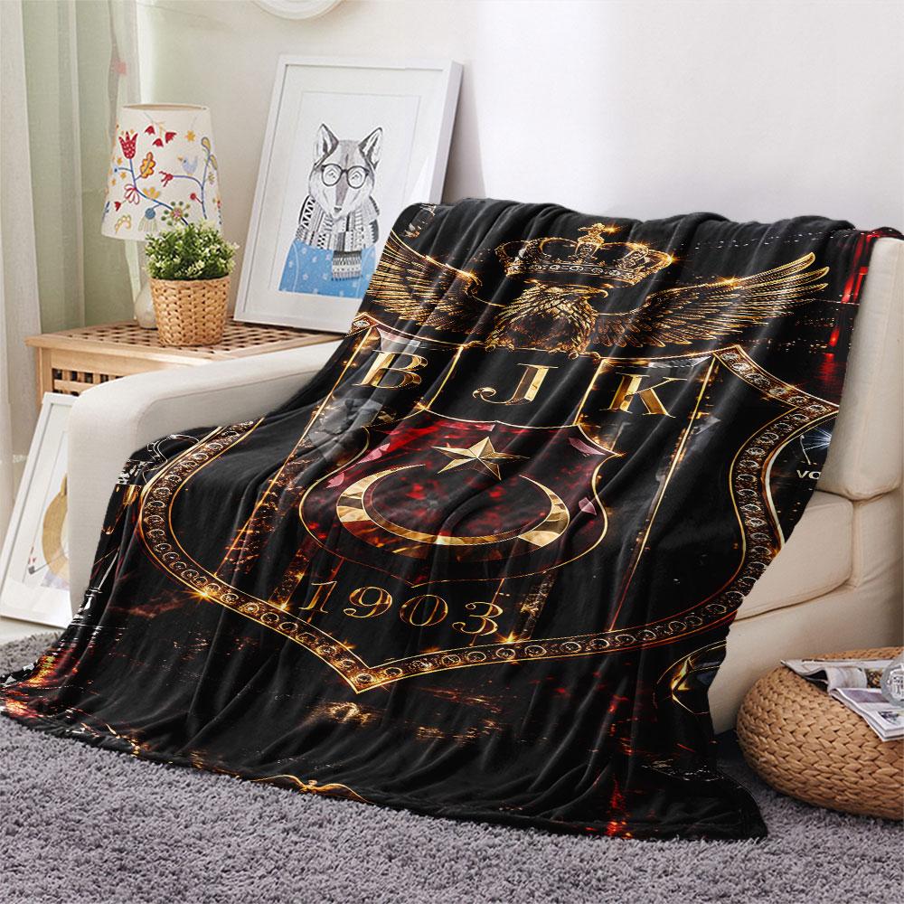 1PC Besiktas Gymnastics Club Patterned Flannel Blanket Suitable For All Seasons for Home Decor Warmth and Comfort Gifts Holiday Present