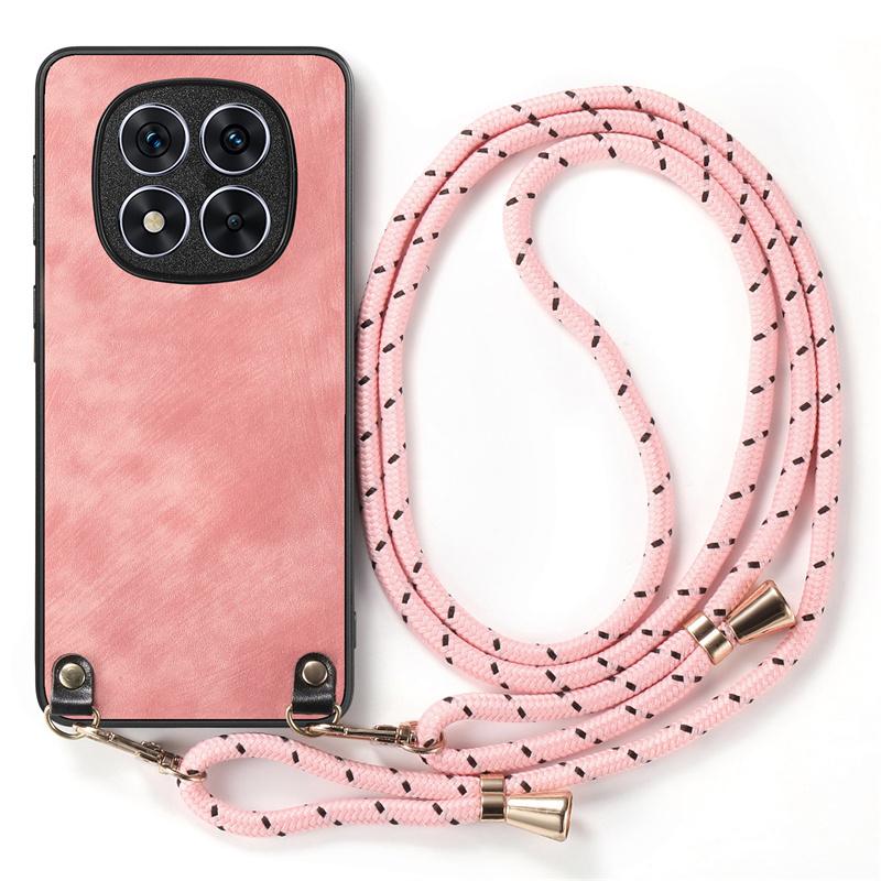 Leather Adjustable Crossbody Strap Case for Xiaomi Redmi Note 14 Pro Plus Detachable Lanyard Cover for Redmy Note14 Note14pro+