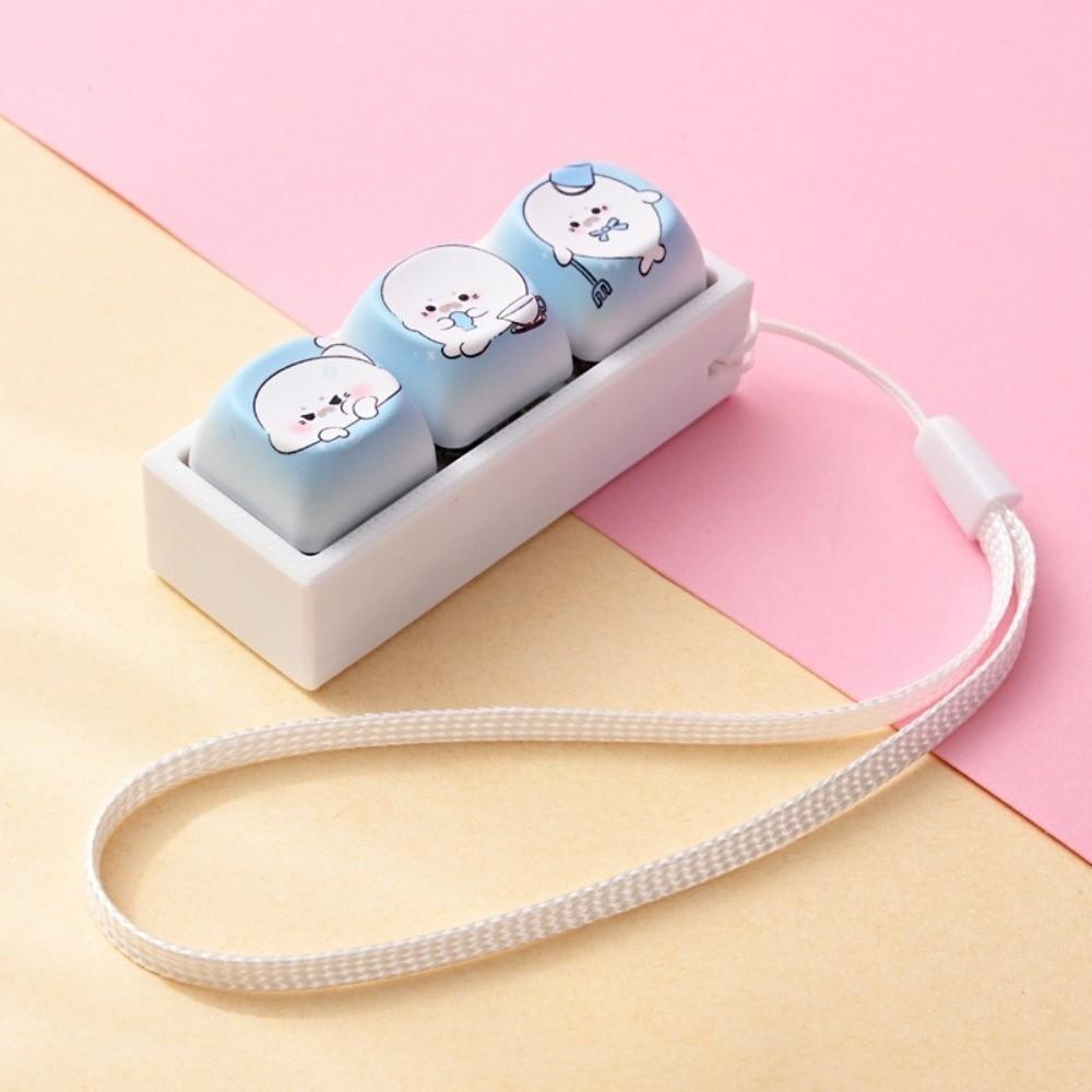 Cartoon Cat Keycap Fidget Keychain 3 Keys Finger Press Keycap Keychain Calming
