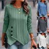 New Top Jacquard Long-sleeved T-shirt Retro Slim Long-sleeved Round-neck Button Knitted Sweater