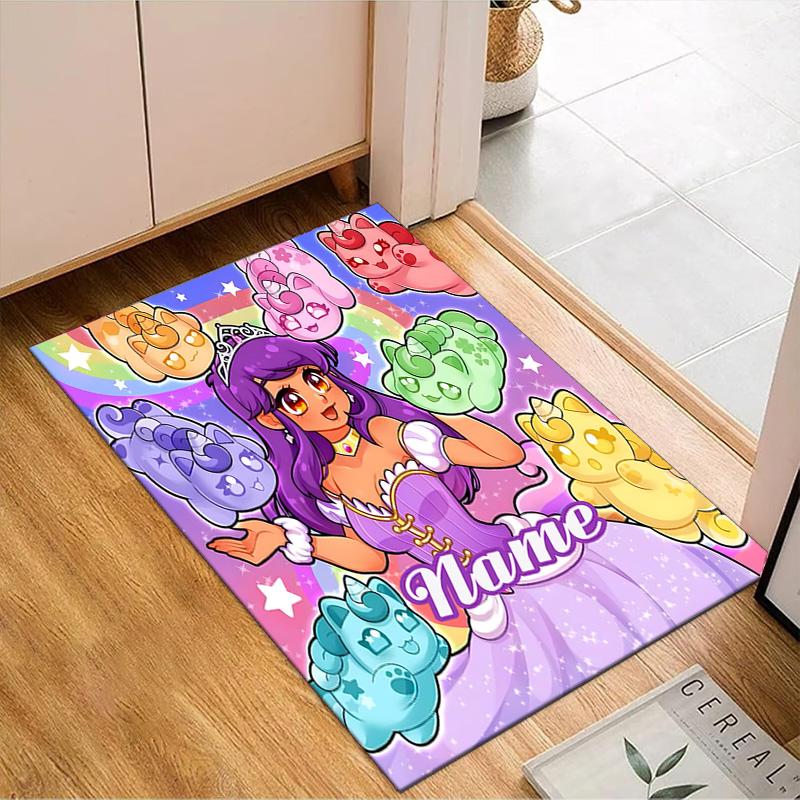 Custom Name Aphmau Candy Adventure Rug Game Carpet, Floor Mat for Bedroom Living Room Entryway Rug, Home Decor Idea Gift for Christmas birthday