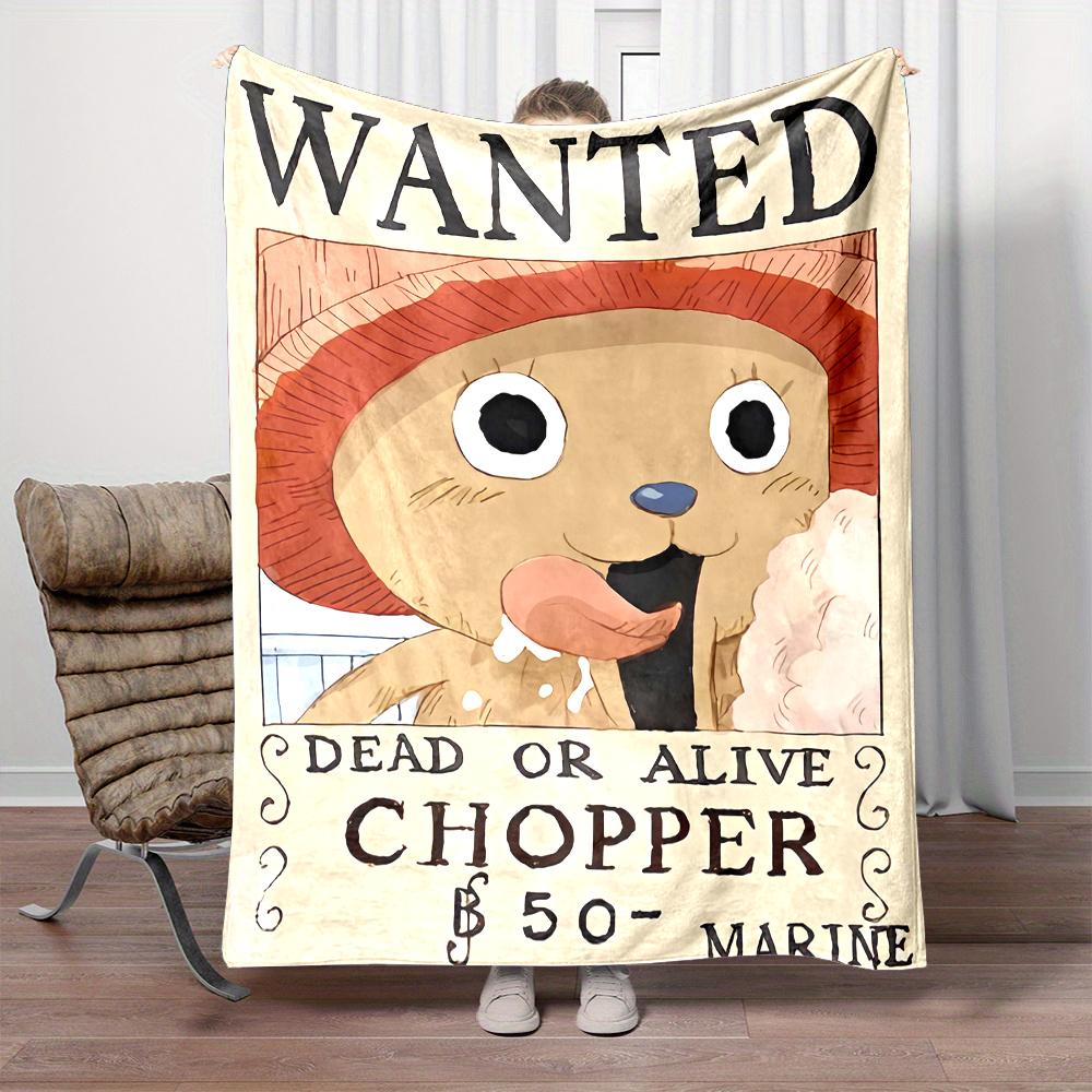 Soft Fleece Blanket One Piece Wanted Poster Tony Tony Chopper Reindeer Pink Hat Tongue Out Cotton Candy 50 Berries Anime Art Gift