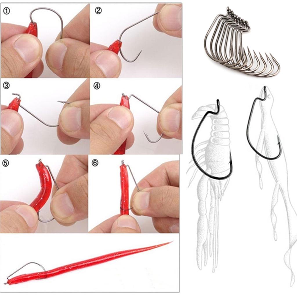 100 шт. червячный крючок, большой рыболовный крючок, рыболовный крючок из высокоуглеродистой стали, большие крючки для окуня, терминальные снасти