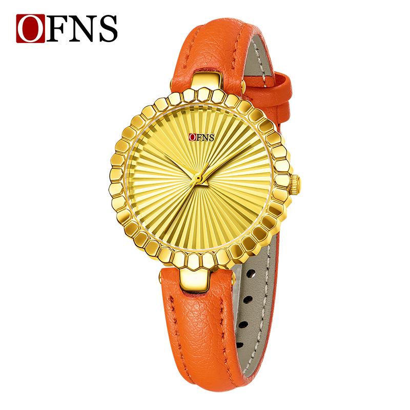 OFNS Light Luxury Women's Quartz Watch - Waterproof, Sunburst Dial, No Numerals