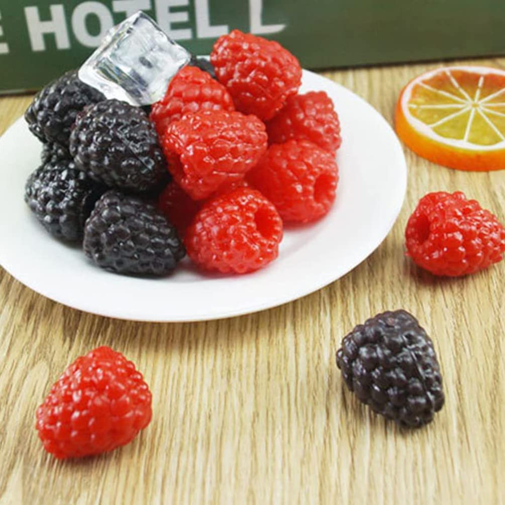 VORCOOL Food Sample Raspberry Simulation Fruit Blackberry Model Fake Real Look Fruit Food Model Photography Tools Pack of 40