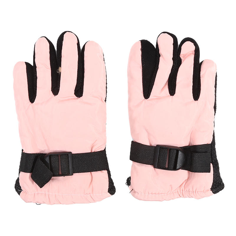 Children's Gloves Winter Warm And Thick Ski Gloves Solid Color Cold Proof And Warm Cycling Gloves With Fleece