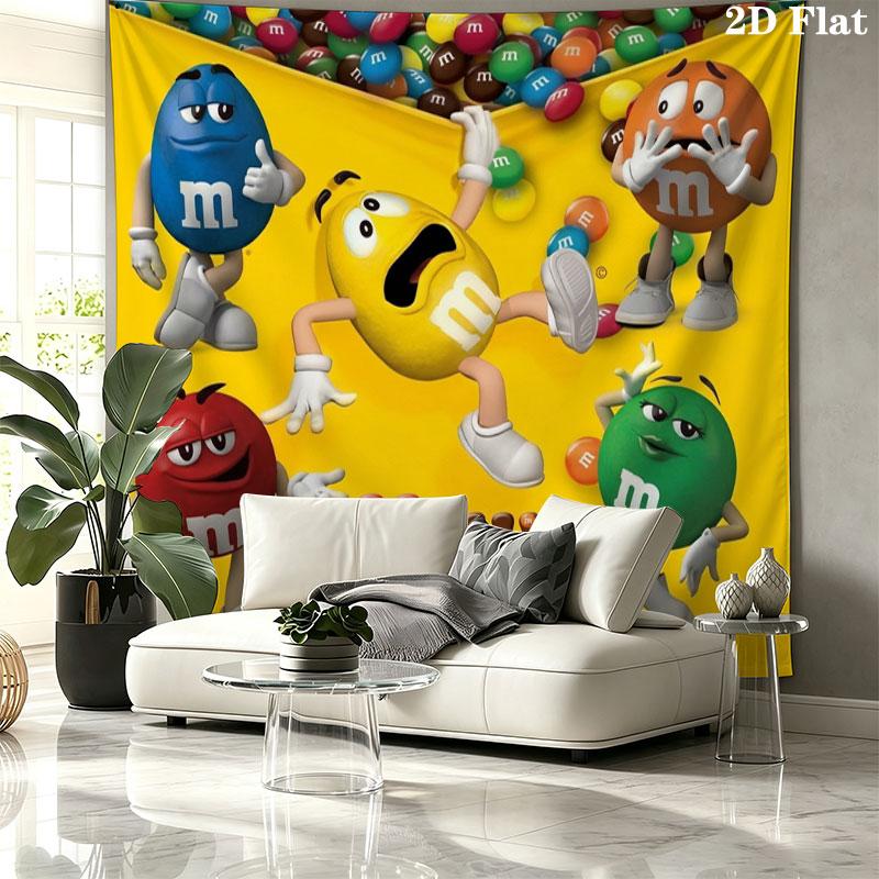M&M's Custom Name Wall Tapestry Aesthetic Wall Hanging Printed Fabric Blanket Decorative Tapestries for Bedroom Living Room Home Decor