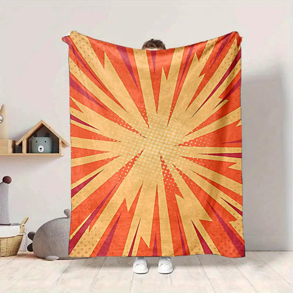 1pc Sunburst Vibrant Lightweight Flannel Blanket, Comfortable and Warm Blanket, for Office and Camping Sofa Bed, Livingroom159