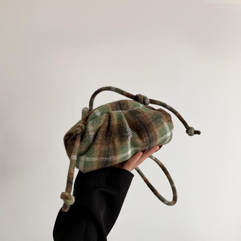 Женственная клетчатая шерстяная сумка через плечо, маленькая и изысканная, премиум-класса, новинка осени