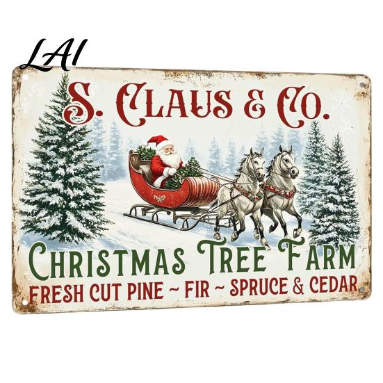 Decorative Wood Sign for Wall Christmas Sleigh Parking Santa's Sign Vintage Only 2D Autumn Harvest