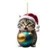 Acrylic Christmas Cat Charm Ornament Unique Holiday Decor Fun Pendant Decorations for Christmas Trees Door and Window