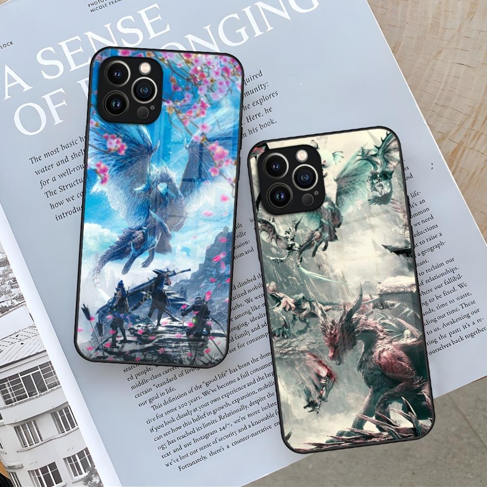 Чехол для телефона Monster Hunter World для iPhone 16 15 14 12 11 13 Pro Max Mini X Xr Xs Se 8 Plus Стеклянная крышка