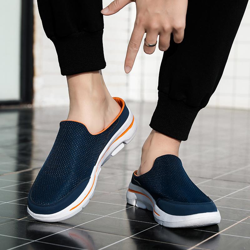 Men/Women's Interior Slippers Men's Half Slippers Summer Mesh Meter-breathable Men's Black Slippers