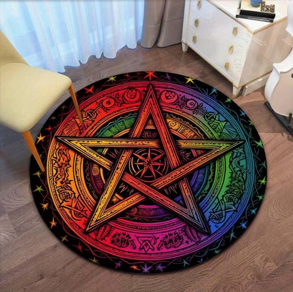 Фиолетовый светящийся гексаграмма магический ковер противоскользящий мягкий легко чистится подходит для кабинетов или загородных домов добавляет мистическую атмосферу ковер для ежедневного использования