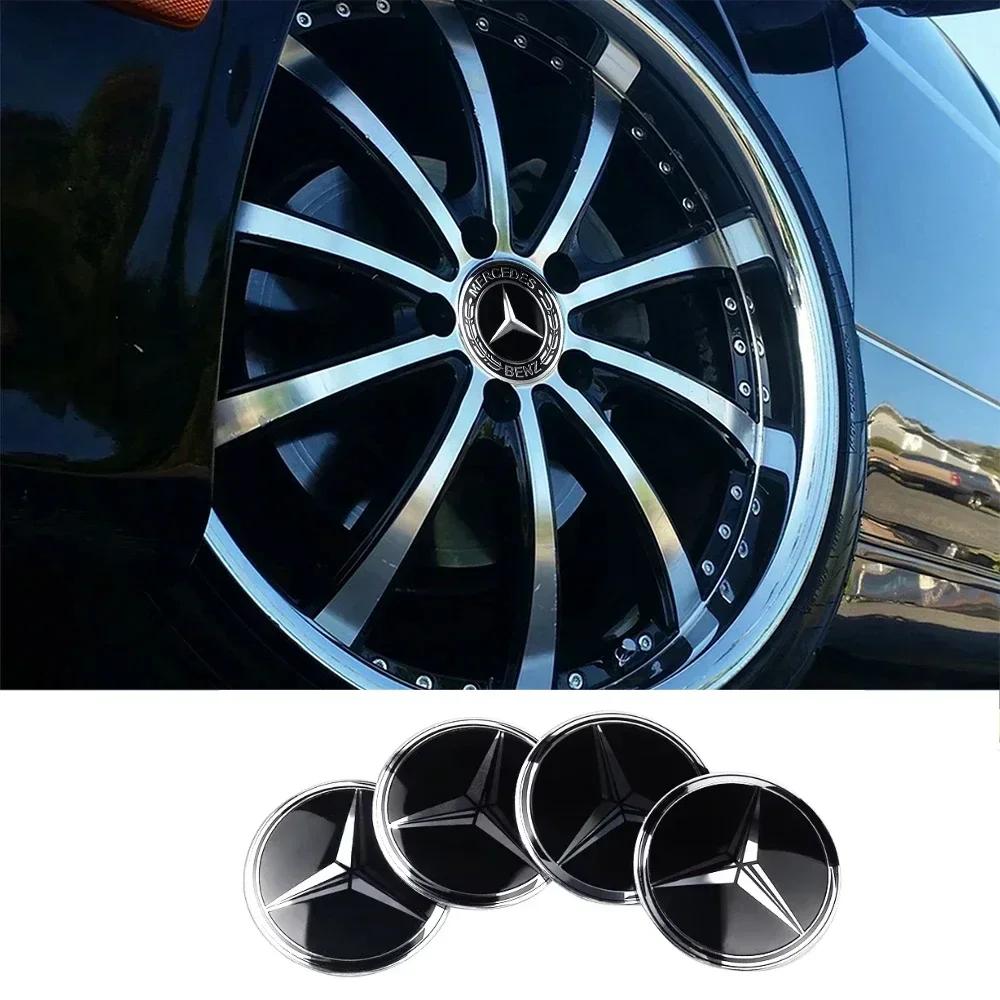 4pcs 75MM For MERCEDES BENZ AMG W205 W213 W206 W166 W176 W220 W253 C180 C200 Car Wheel Center Covers Stickers Hub Caps Sticker
