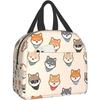 Lunch Bag with Pocket Cute Japanese Dog Shiba Insulated Lunch Box Cooler Thermal Waterproof Reusable Tote Bag for Travel Work