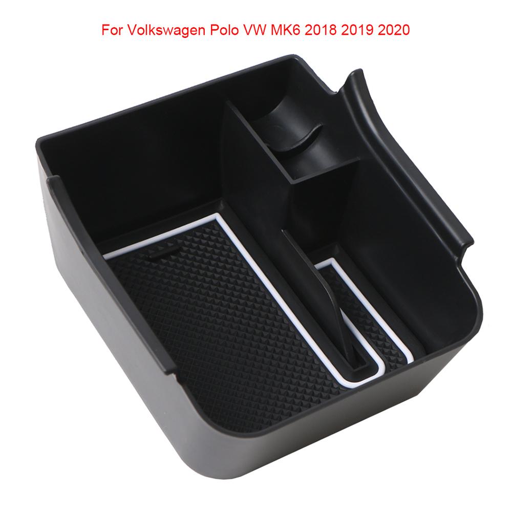 Центральный подлокотник автомобиля, держатель для ящика для хранения для Volkswagen Polo VW MK6 2018, органайзер для центральной консоли, уборка