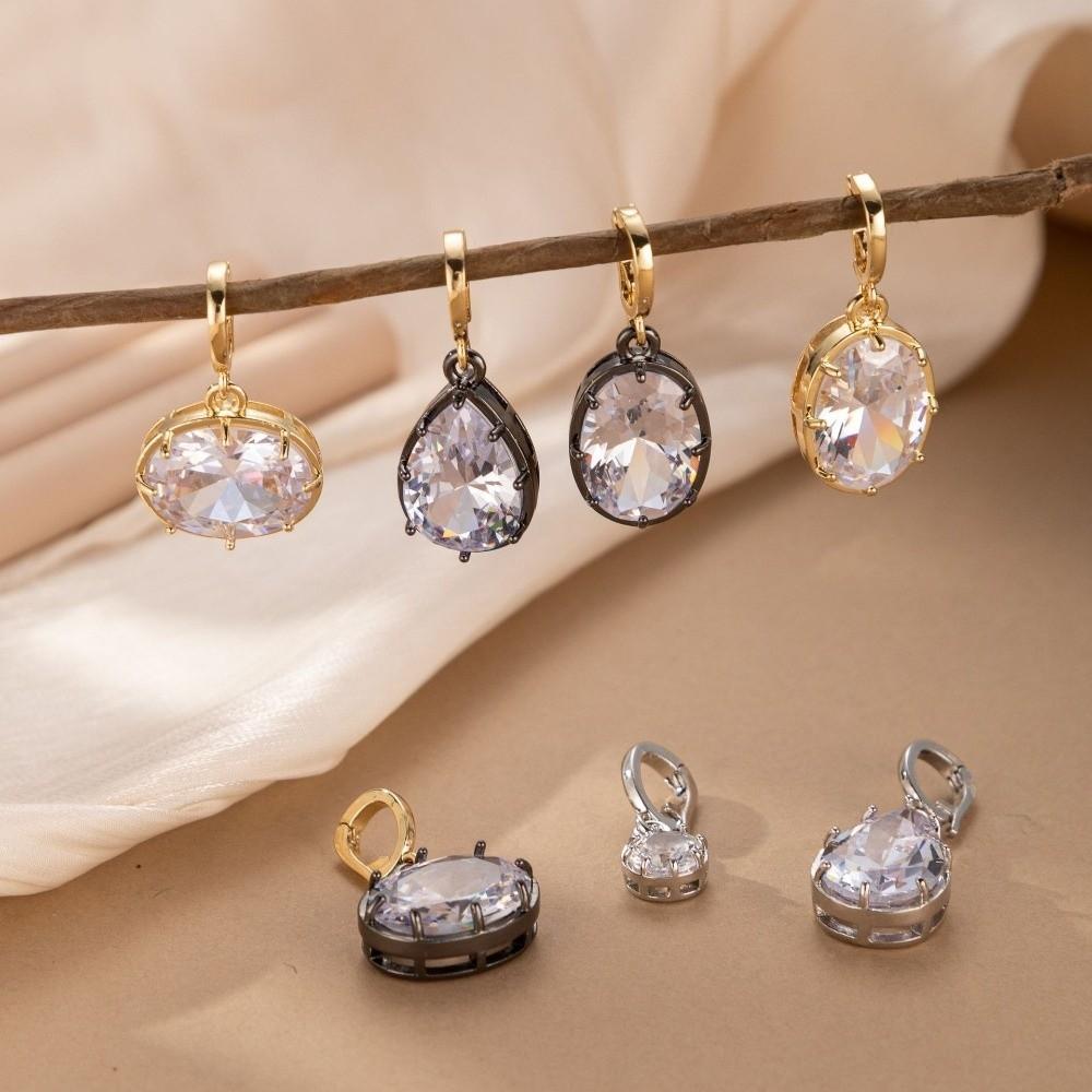 Necklace DIY Necklace Pendant High Permeability Geometric Zircon Pendant Hypoallergenic Nickel Free Elliptical Waterdrop Pendant