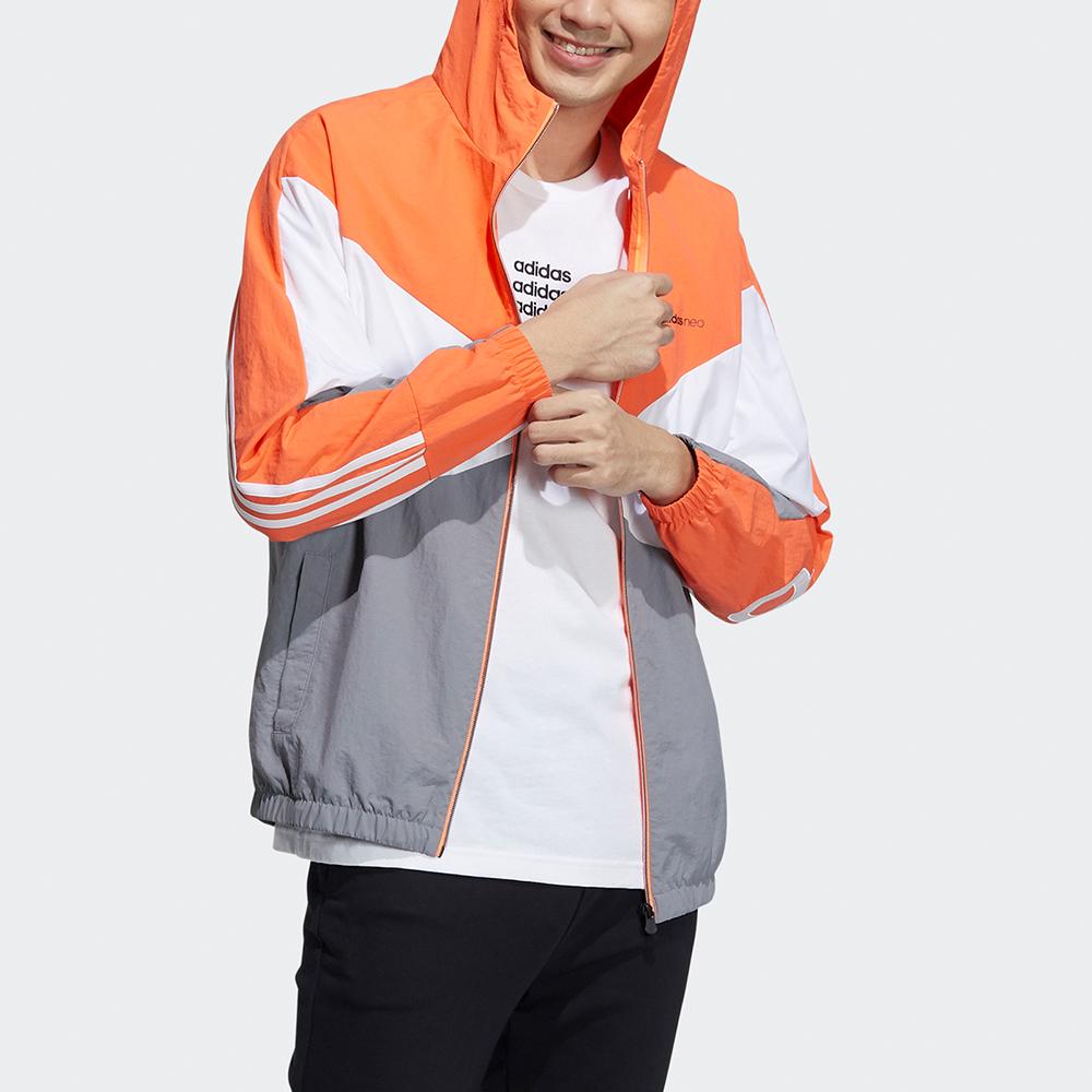 adidas Neo Мужская куртка с капюшоном в цветных блоках и вышитым логотипом Мужская куртка оранжевого цвета GP5701