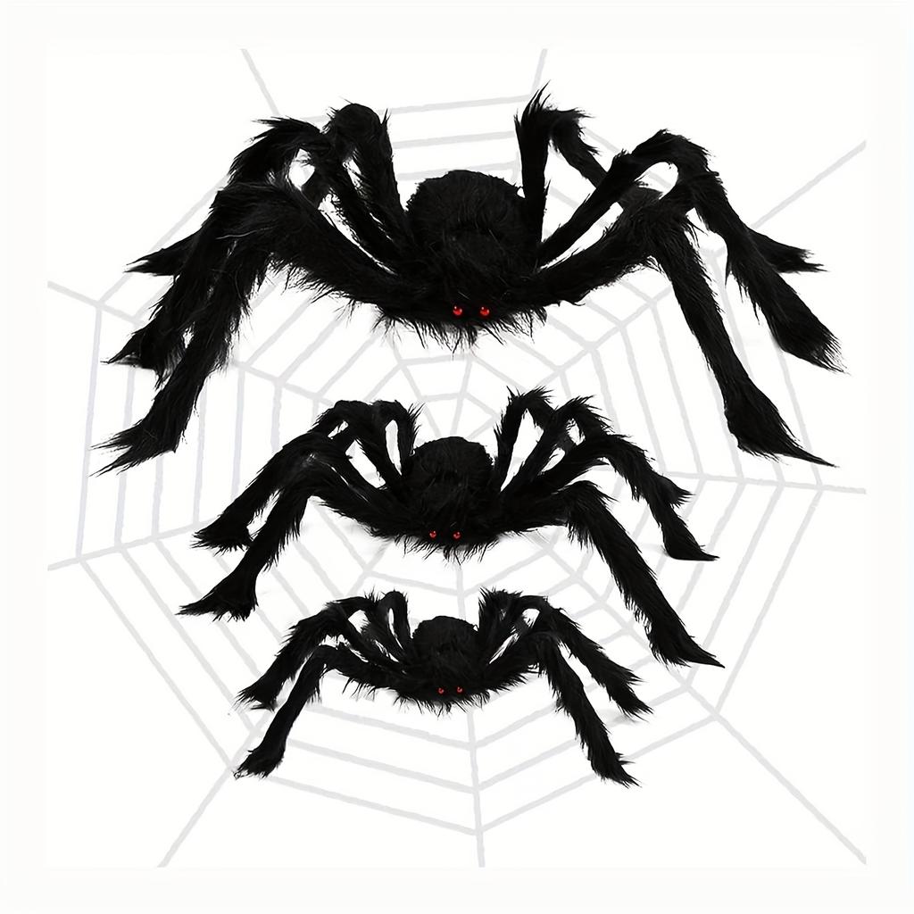 Halloween Extra Large Black Spider, Party Decor Giant Spider Web Prop, Realistic Plush Spider, Suitable for Home Bedroom