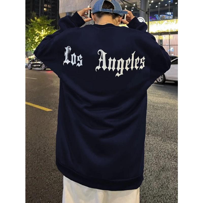 Art Letter Los Angeles Мужские толстовки Хип-хоп Простые пуловеры Флисовые повседневные толстовки с капюшоном Осенняя удобная уличная одежда Пуловеры и длинные рукава для мужчин