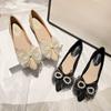 Shoes Women 'S All -Match Women 'S Single Shoes Pearl Pointed Bow Large Size Women 'S Shoes Shoes For Wedding Women Mary Janes Shoes
