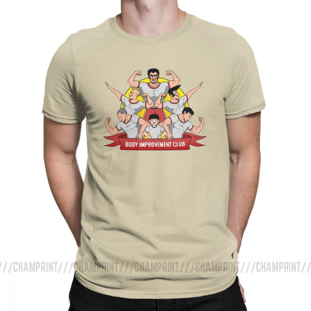 Men S T Shirt Mob Psycho 100 Body Improvement Club Humor 100 Cotton Tees Short Sleeve