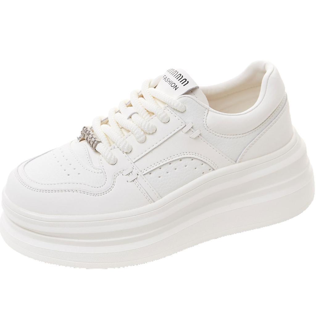 thick-soled leather women's new autumn versatile single shoes muffin sports shoes inner height-increasing casual board shoes