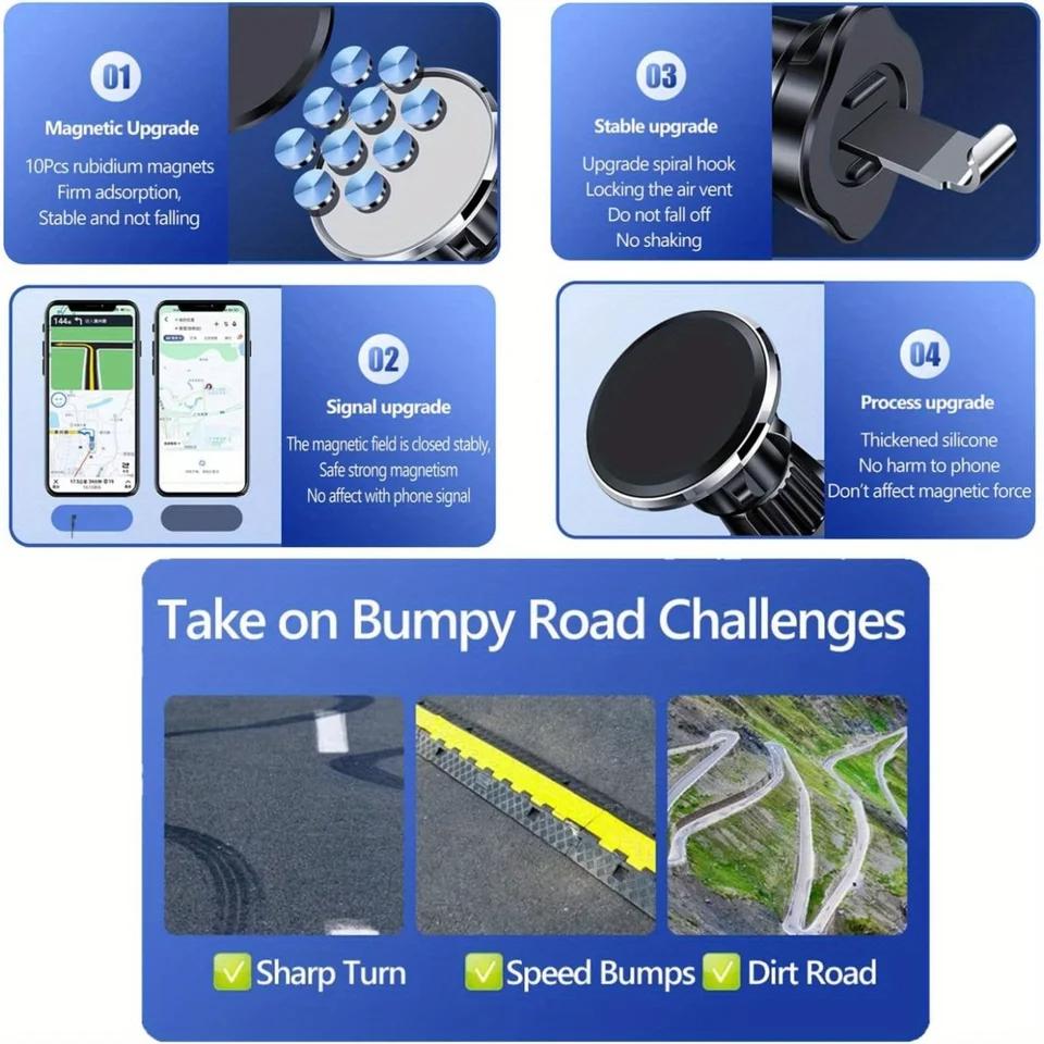 Держатель для телефона Magsafe в автомобиль, Мощный магнетизм, Премиальное качество, Управление одной рукой, Металлический крючок, Магнитное крепление для телефона в автомобиль