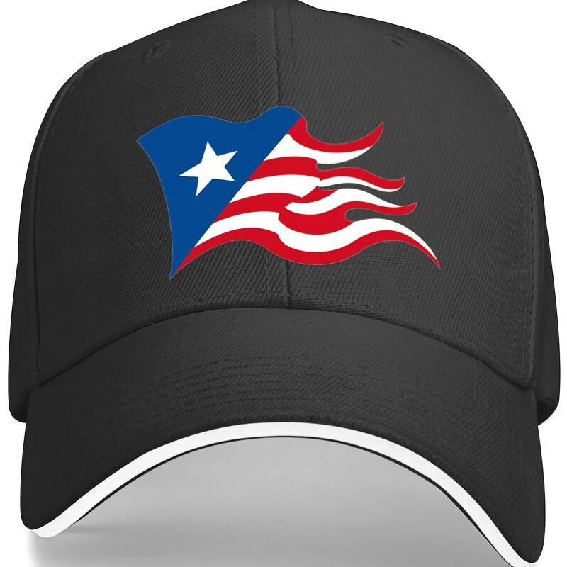 Waving Puerto Rico Flag Baseball Cap Polyester Adjustable Casual Hat for Adults Unisex