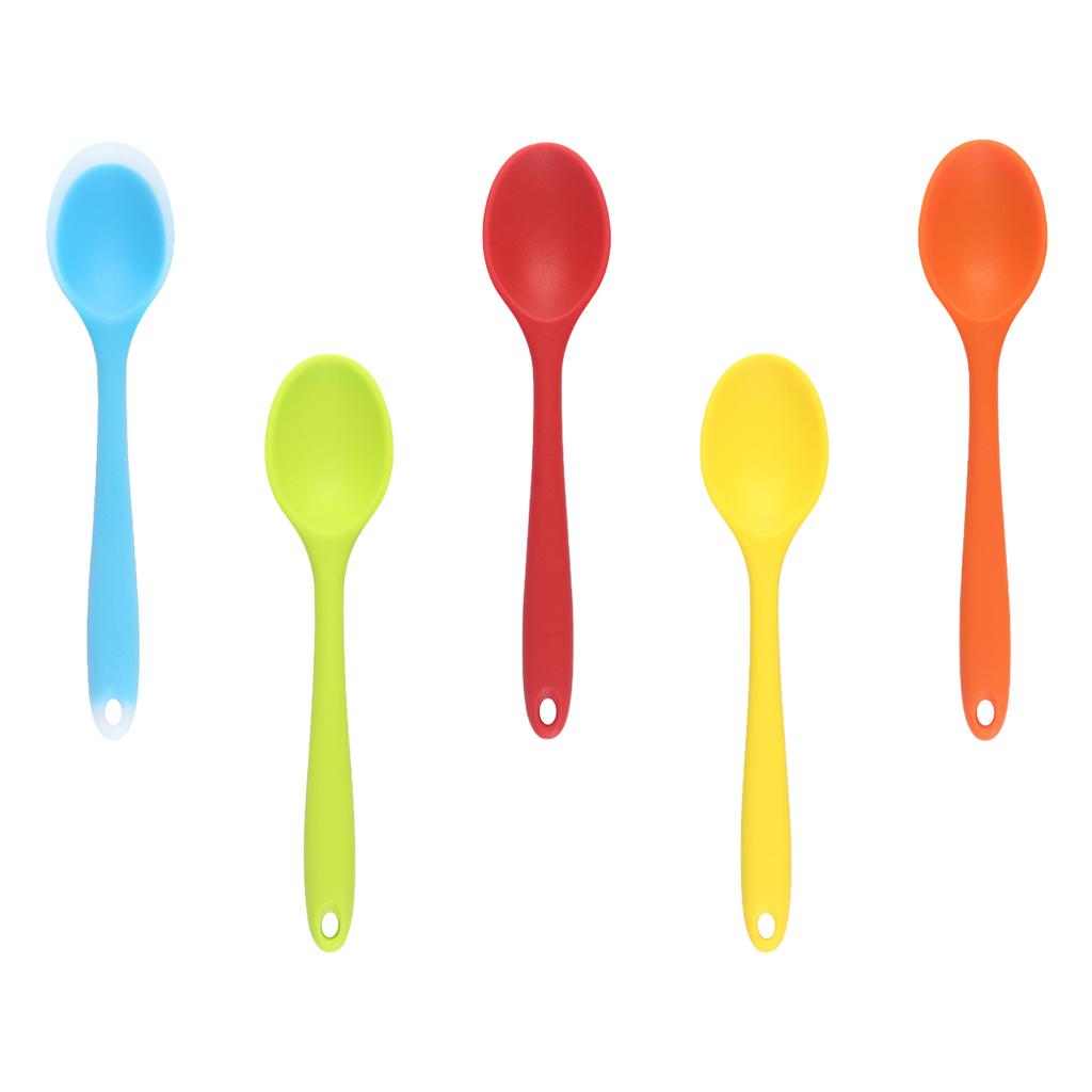 Set of 5 Elegant Soup Spoons Silicone Dinner Spoons Silicone Tablespoons Suitable for Family Meals and Gatherings Use