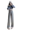 Gray Ice Silk Wide-leg Pants for Women In Spring and Autumn Summer Loose Straight Casual Small High Waist Drooping Acetic Acid Pants