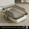 Extra Large Semi-Enclosed Cat Litter Box with High Fence & Scoop
