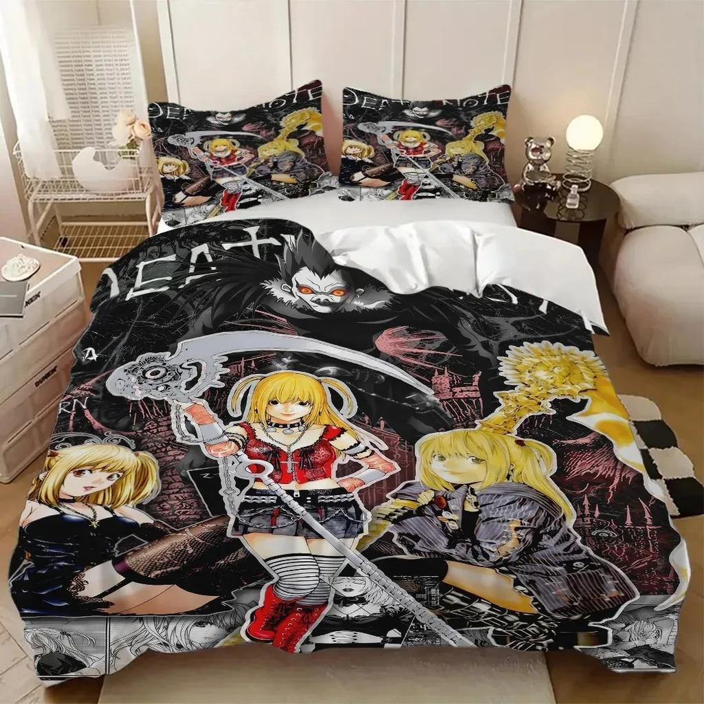 Cool Anime Death Note duvet cover and pillowcase, teenage and adult anime bedding set, bedroom gift for boys and girls
