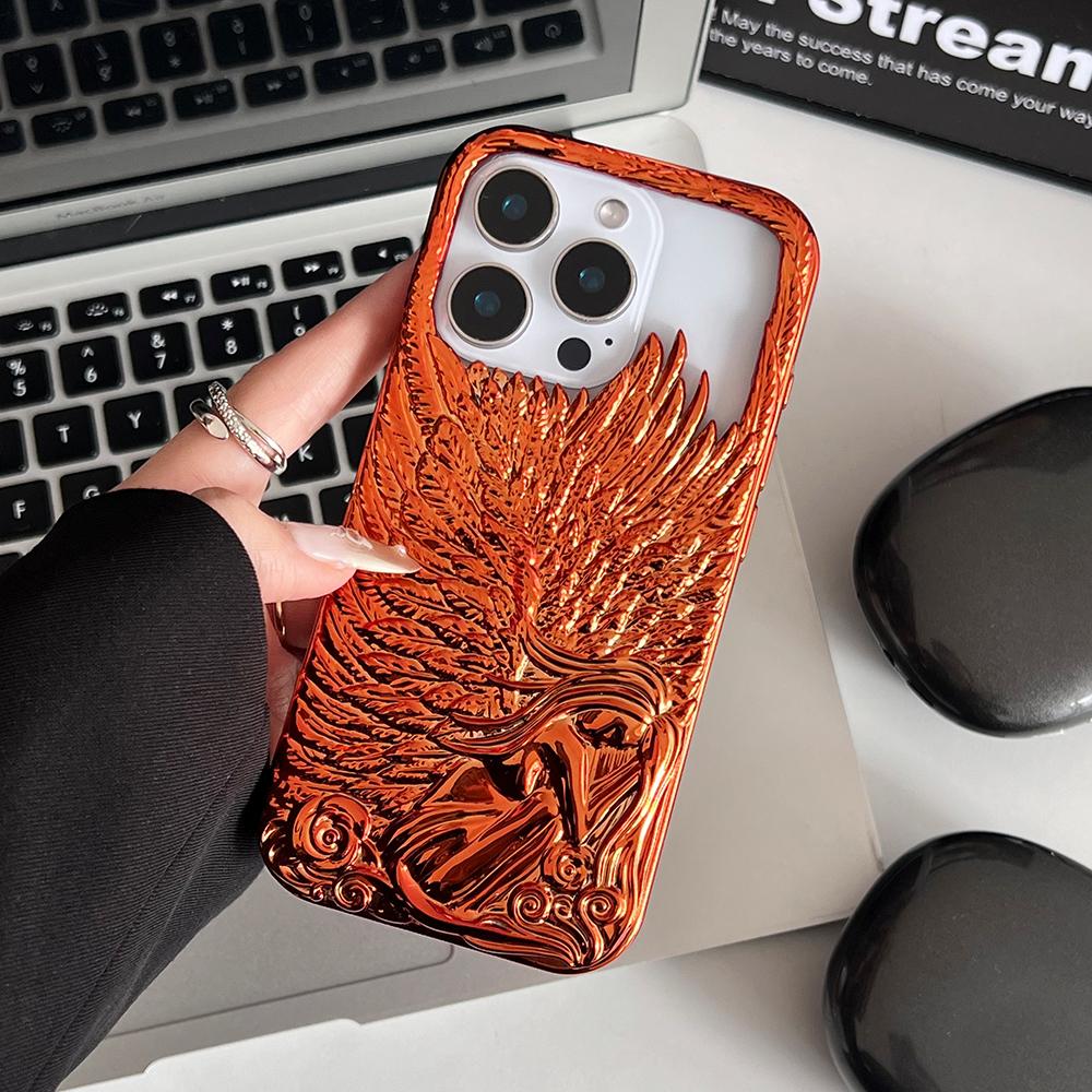 Электролитическое 3D-чехол-крыло ангела для iPhone 17 16 15 14 13 12 Pro Max Ударопрочный Мягкий ТПУ Задняя крышка