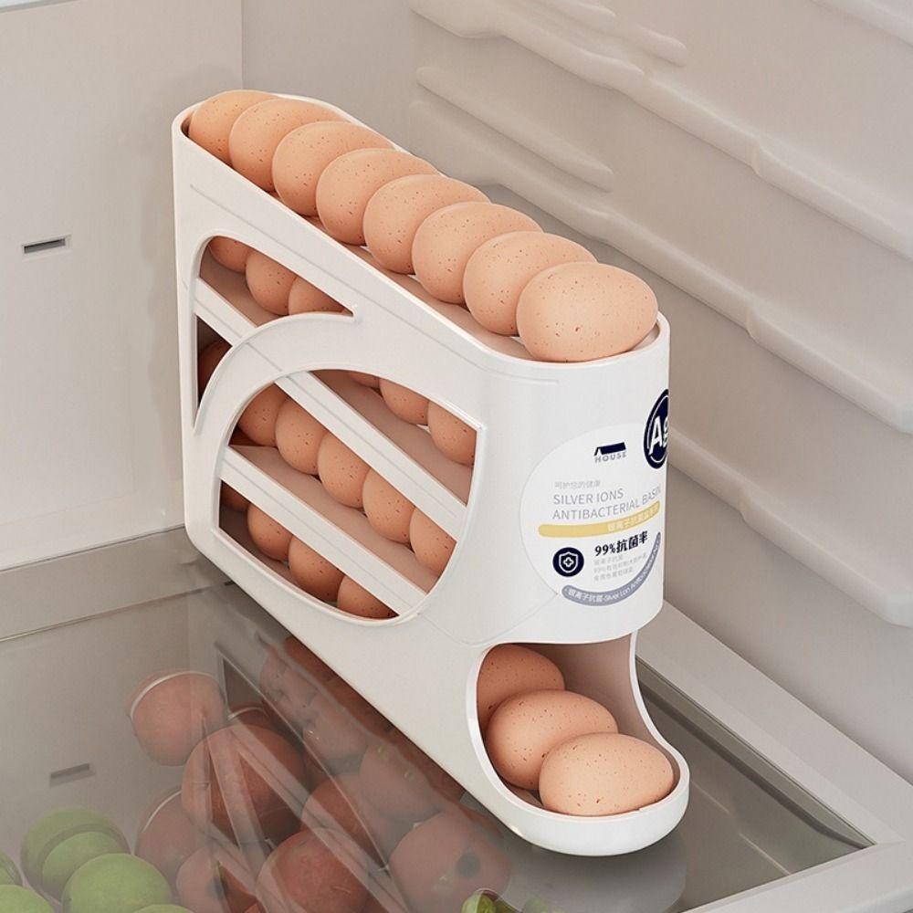 Anti-Drop Rolling Egg Storage Box Plastic Fridge Egg Dispenser Durable Egg Holder Refrigerator
