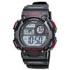 [Clefer] TE-D282-RD Men's Digital Sports Watch, Waterproof, Multi-Functional, Urethane Strap, Black