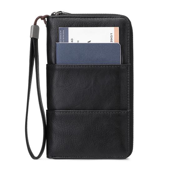 Кошелек с RFID-защитой на молнии Держатель для дорожных документов Органайзер для паспортов Держатель для карт с ремешком на запястье для мужчин, женщин, для семейного отпуска