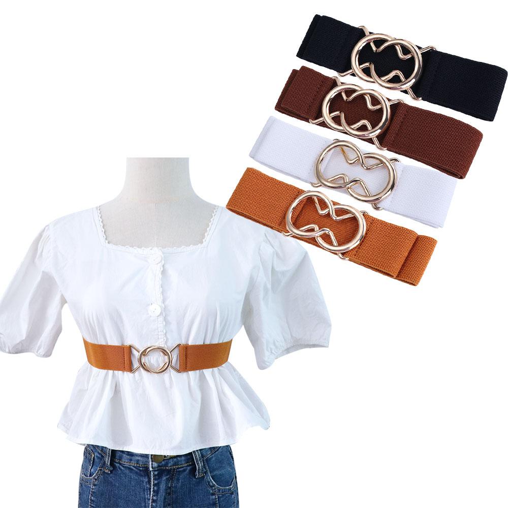 Knot Geometric Female Waist Strap Gold Round Buckle Belt Elastic Waist Belt Women Waistband