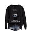 Womens Christmas Print Crewneck Sweatshirt Loose Fit Long Sleeve Pullover