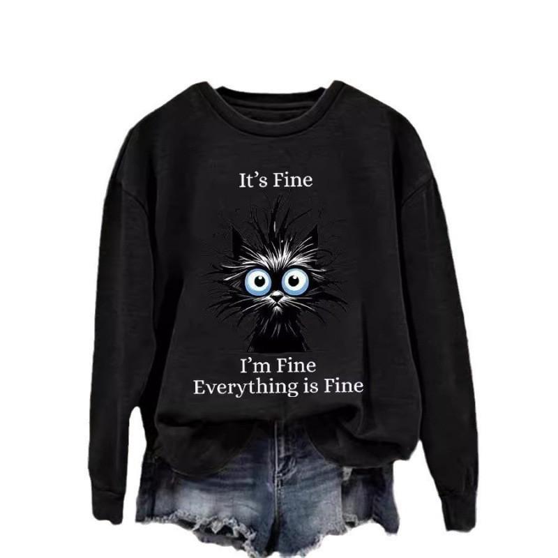 Womens Christmas Print Crewneck Sweatshirt Loose Fit Long Sleeve Pullover
