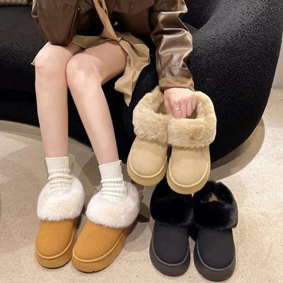 Большого размера сумка голова зимние сапоги женские зимние бархатные утолщенные теплые толстая подошва увеличивающие рост хлопковые туфли