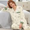 Light Luxury Floral Plus Size Women's Spring/Fall Long Sleeve Pajama Set